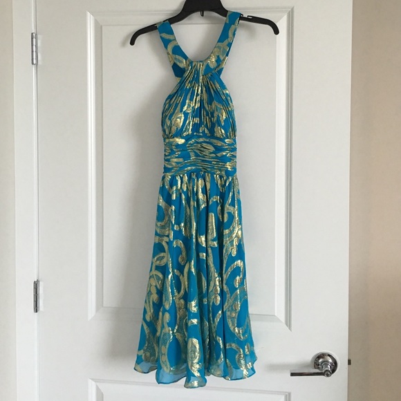 Gorgeous turquoise and gold Cache dress