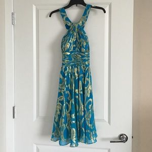 Gorgeous turquoise and gold Cache dress