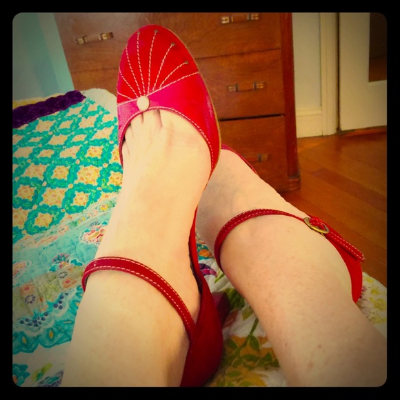 Beautiful Red Suede Pearl Marc Jacobs heels