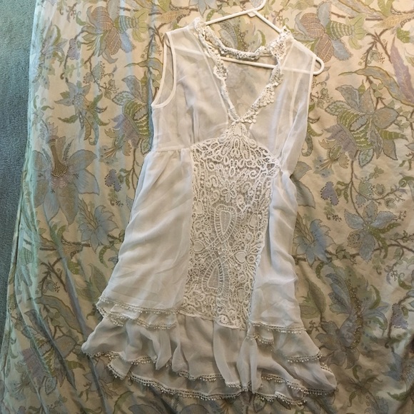 Cotchella style Sheer White Lace & Crochet dress