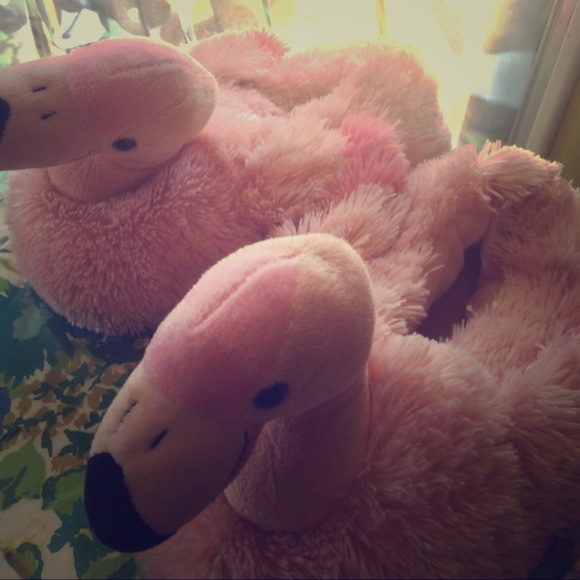Salmon pink flamingo slippers size 7.5-9.5