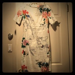 Zara off-white flower detail dress