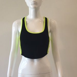 New Bozzolo Black Neon Crop Top w/Ribbon Side