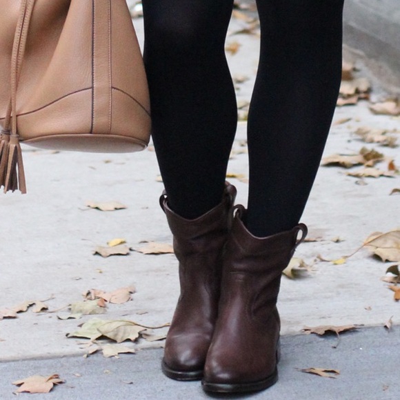 Leather flat booties