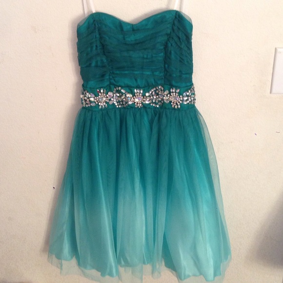 sweetheart strapless Turquoise ombré dress