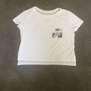 white crop top with pocket