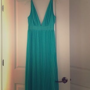 Teal colored formal dress