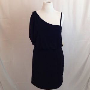 Little black one shoulder party dress.