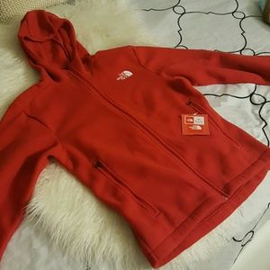 Men's red North Face zipper hoodie