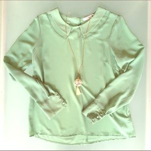 Mint Mesh Collar Blouse