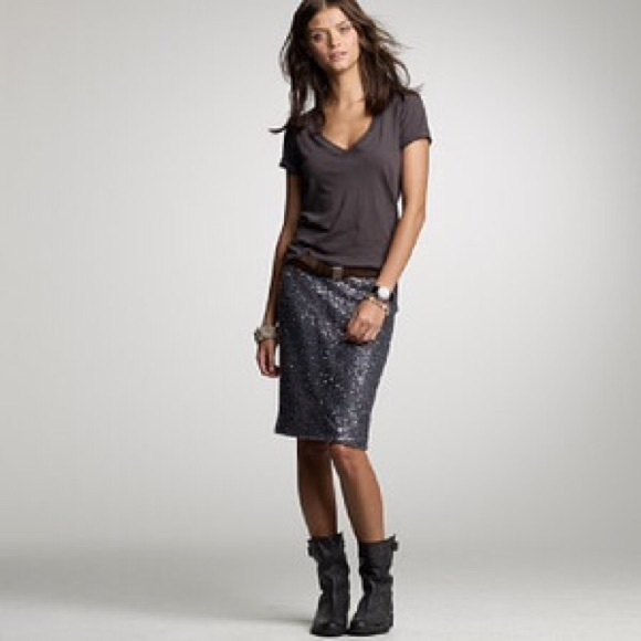 JCrew gunmetal stardust sequin skirt