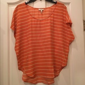 Joie Red Orange Cap Sleeve Drape Silk Top