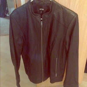 Black leather moto jacket