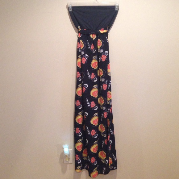 Navy Blue Floral Maxi Dress by Love, Fire