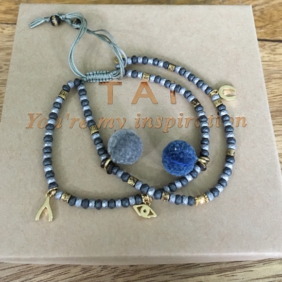 Tai Evil Eyes Pom-Pom Bracelet