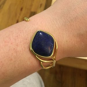 Gold bangle with lapis