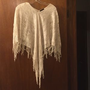 Creamy white fringe shawl