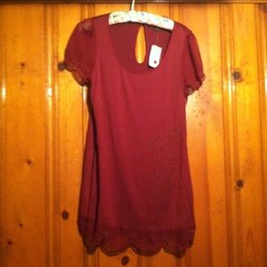 Forever 21 tunic with beading NWT maroon size L