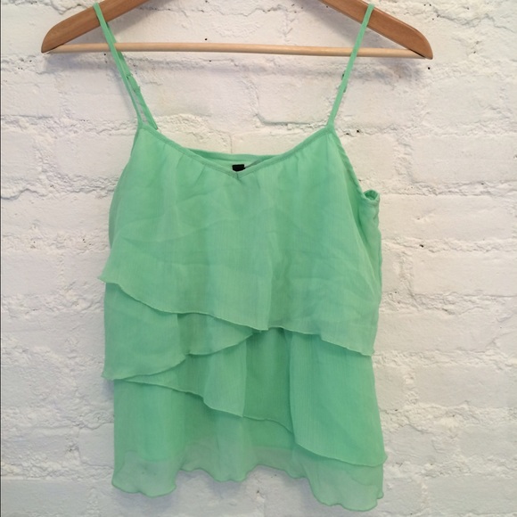 Neon mint green tiered tank