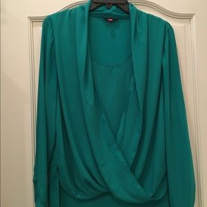 Vince Camuto Bright Green Drape Blouse Size M
