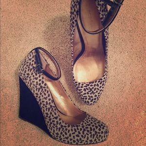 BCBG faux suede cheetah print wedge