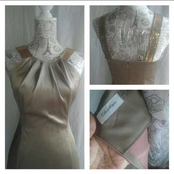 🎉SALE🎉 STUNNING GOLDEN Calvin Klein DRESS - Picture 4 of 4