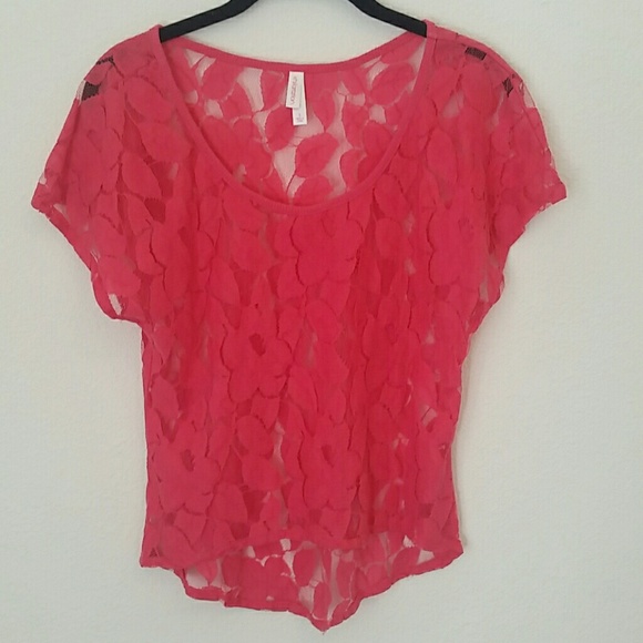 Coral See Through Shirt