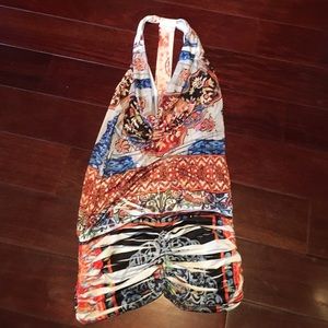 Super funky Arden B open back mini dress!