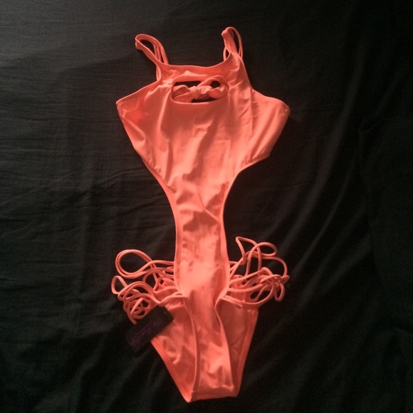 Neon orange bathing suit one piece
