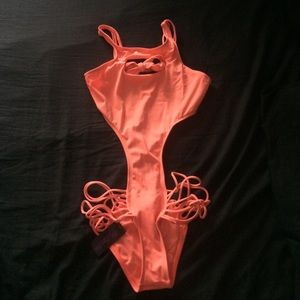 Neon orange bathing suit one piece