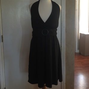 NWOT black halter dress with belt size 1x