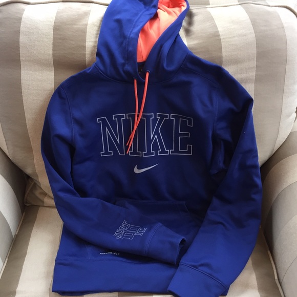 Nike therma fit hoodie, blue and coral Medium