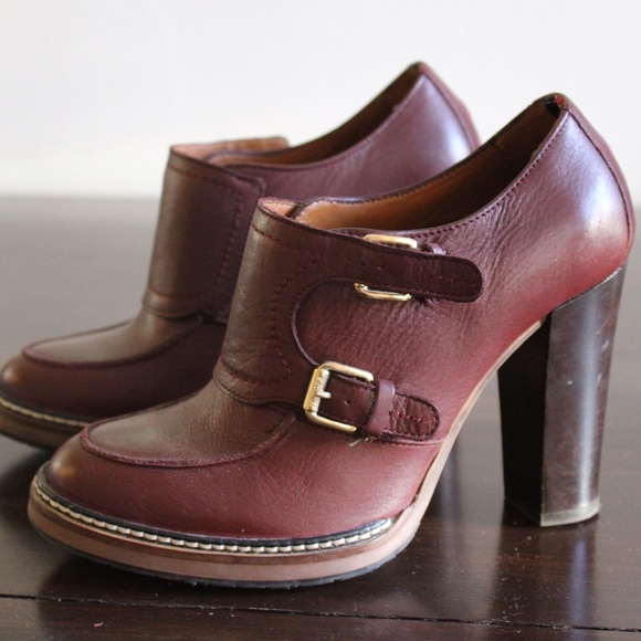 Tommy Hilfiger Maroon Leather Booties