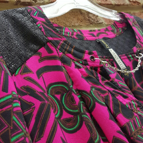 Plenty by Tracey Reese Hot Pink Print Blouse - Picture 3 of 4