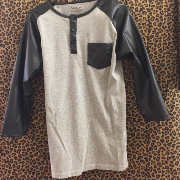 faux Leather Sleeved shirt