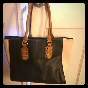 Aldo Black/cream purse with brown accent