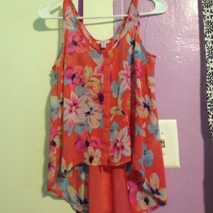 Candie's floral sleeveless button up