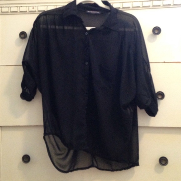 Sheer button down Brandy Melville half sleeve