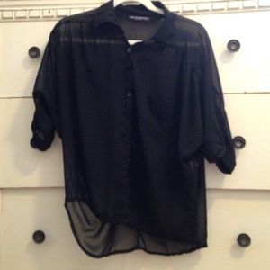 Sheer button down Brandy Melville half sleeve