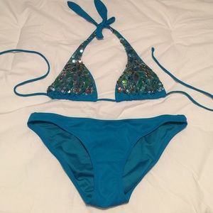 Sequin bikini top and bottom