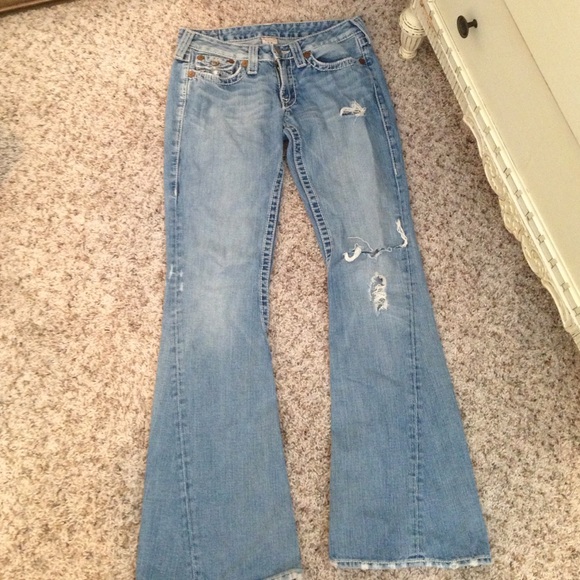 Ripped light wash True Religion jeans