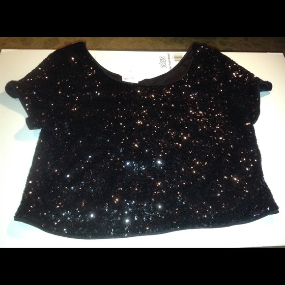 Black Sequin Crop Top
