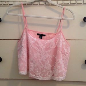 Forever 21 pink lace crop top
