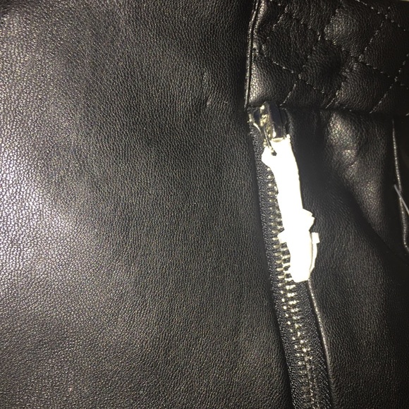 Zara Faux Leather Biker Quilted Pants Jeans Skinny - Picture 4 of 4