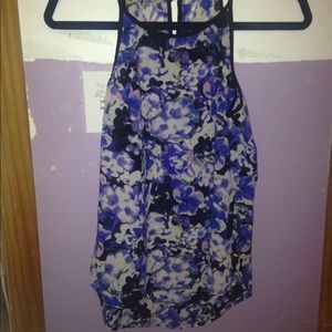 High neck floral shear tank