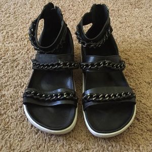 Black Leather strapped Sandals
