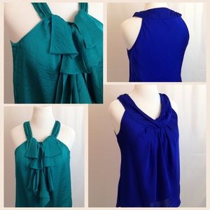 Set of two teal and blue blouses.