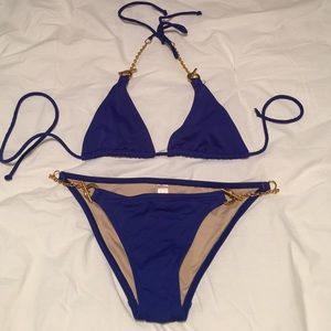 Royal blue Bikini with gold accents