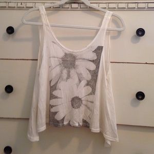 ANGL cream crop top w/ gray daisies
