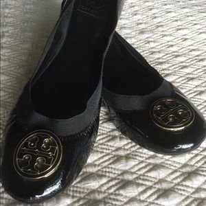 Black patent Tory Burch flats